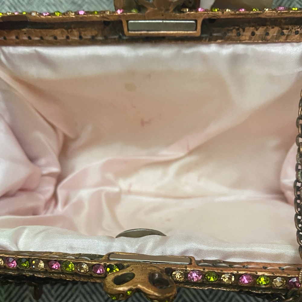 Pre❤️Clara Kasavina Vintage Pink Velvet Swarovski Crystal Rose Evening Clutch - Picture 6 of 10